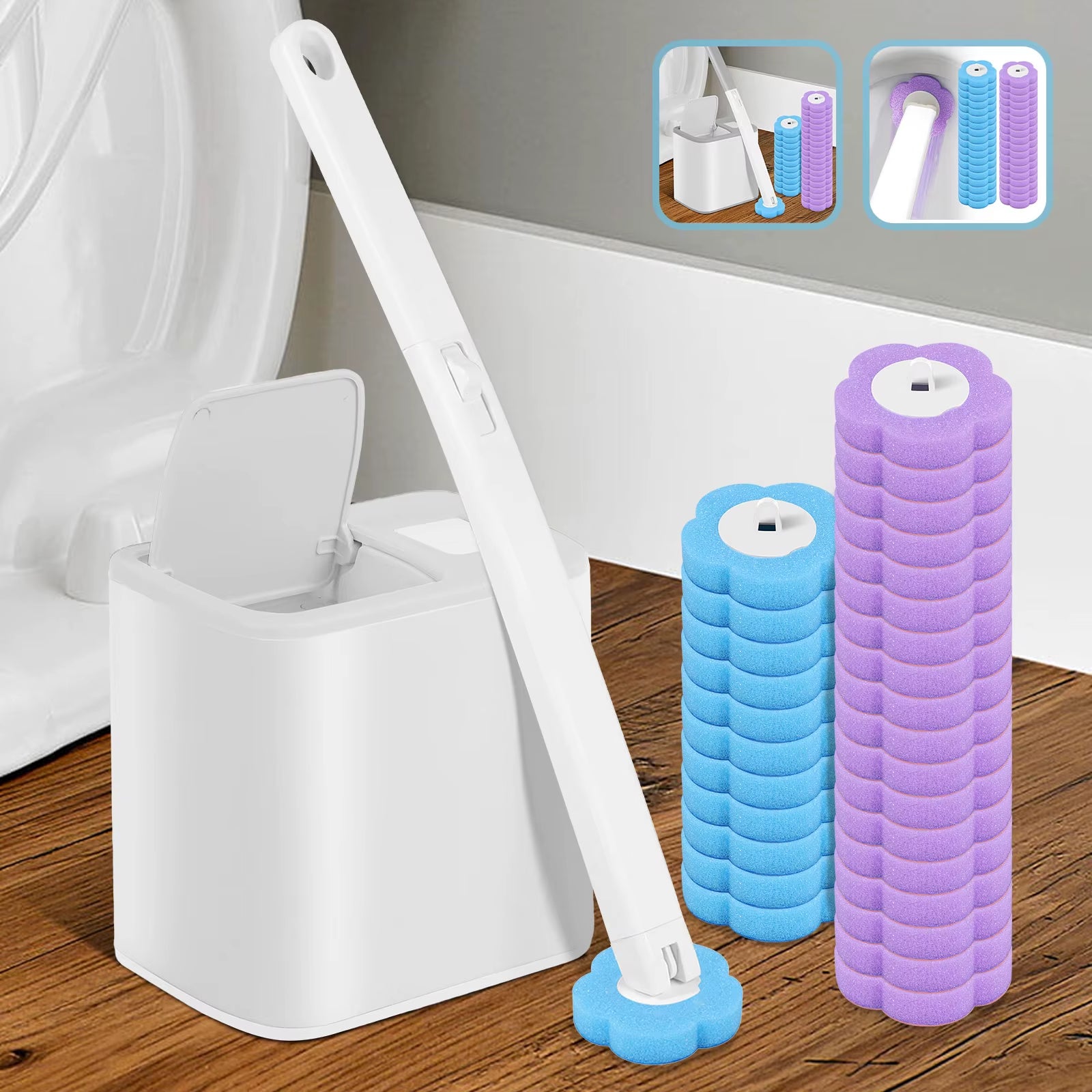 18/36Pcs Disposable Toilet Brush Wall Mounted Toilet Brush with Extended Handle Cleaning Set Replacement Head Wc Accessories New